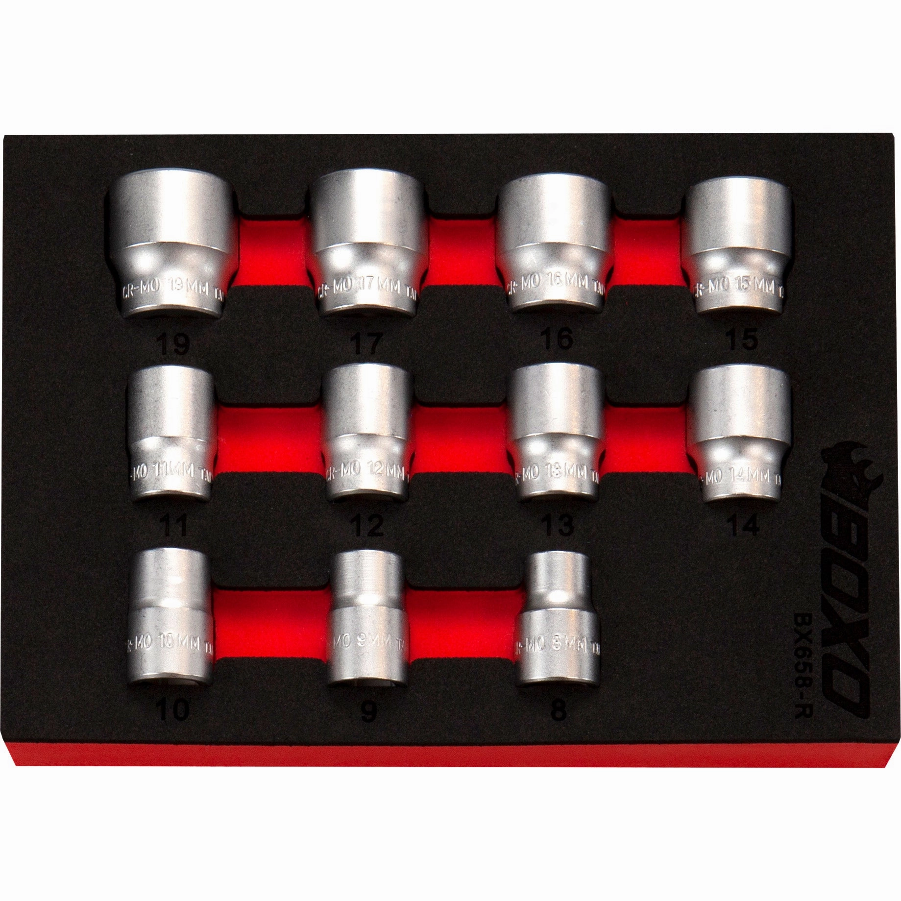 BOXO 11Pc 3/8" Anti-Slip Socket Set (8mm to 19mm)
