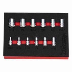BOXO 12Pc 1/4" Imperial 12PT Socket Set