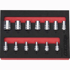 BOXO 13Pc 1/4" 12PT Socket Set (4mm to 14mm)