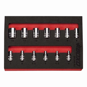 BOXO 13Pc 1/4" 6PT Socket Set (4mm to 14mm)