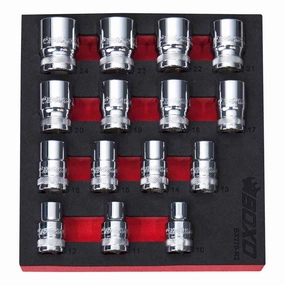 BOXO 15Pc 1/2" 12PT Socket Set (10mm to 24mm)
