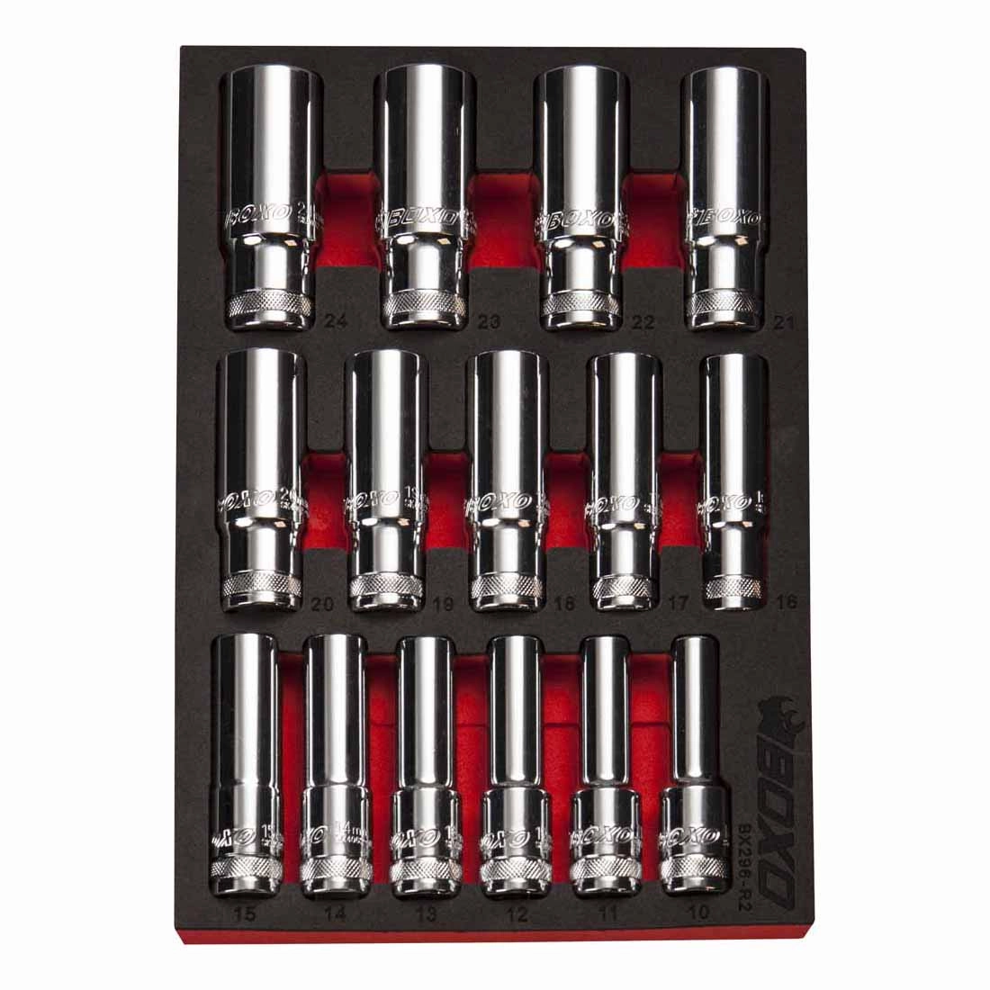 BOXO 15Pc 1/2" 6PT Deep Socket Set (10mm to 24mm)