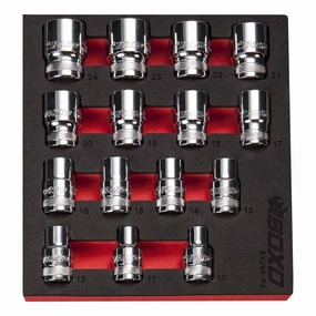 BOXO 15Pc 1/2" 6PT Socket Set (10mm to 24mm)