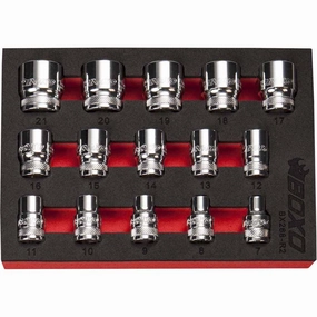 BOXO 15Pc 3/8" 6PT Socket Set (7mm to 21mm)
