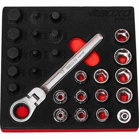 BOXO 26Pc 3/8" Low Profile Go-Thru Socket Set