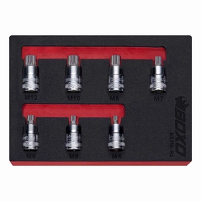 BOXO 7Pc 3/8" Super Stubby Spline Bit Socket Set