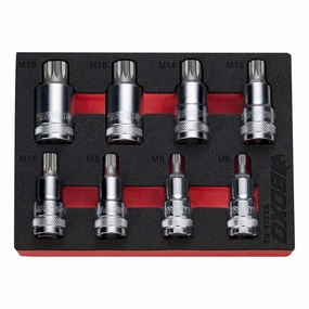 BOXO 8Pc 1/2" Spline Bit Socket Set