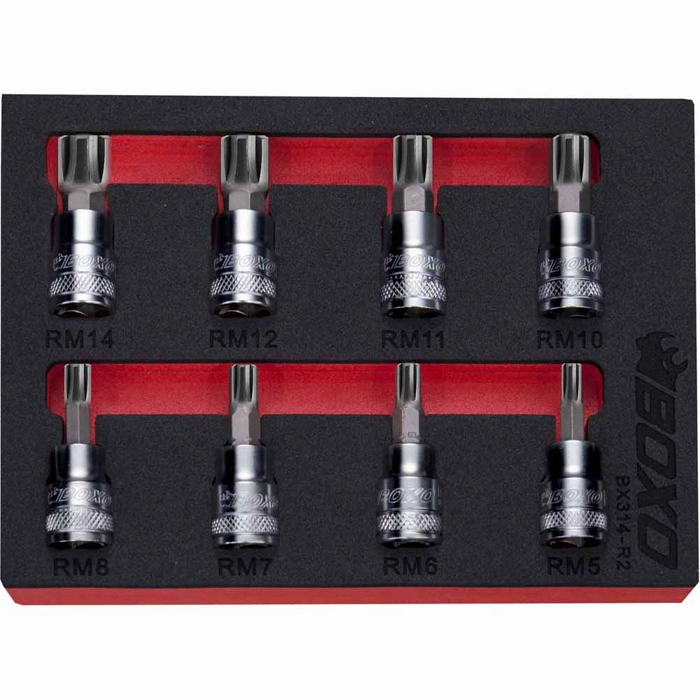 BOXO 8Pc 3/8" Ribe Bit Socket Set