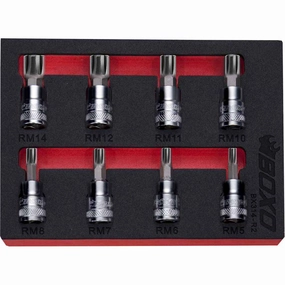 BOXO 8Pc 3/8" Ribe Bit Socket Set