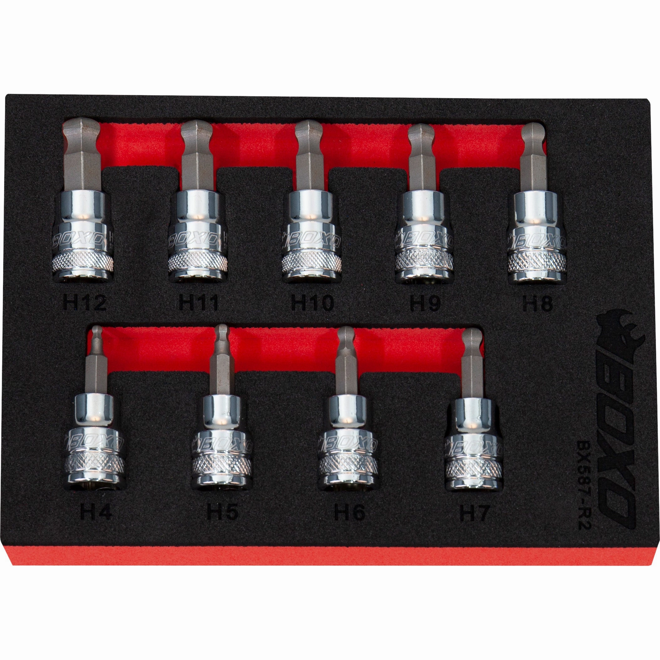 BOXO 9Pc 3/8" Ball-Ended Hex Bit Socket Set