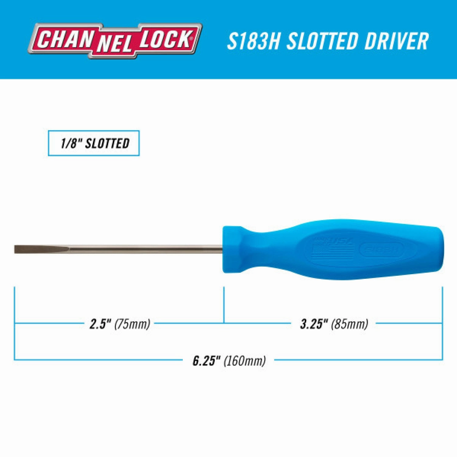 Channellock S183H Slotted 1/8 x 3-Inch Professional Screwdriver