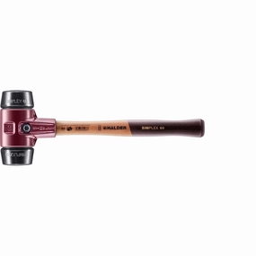 Halder 3002.060 Simplex Mallet with Black Rubber Inserts, Cast Iron Housing and Wood Handle