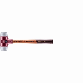 Halder 3003.040 Simplex Mallet with Grey Rubber Inserts, Non-Marring, Cast Iron Housing and Wood Handle