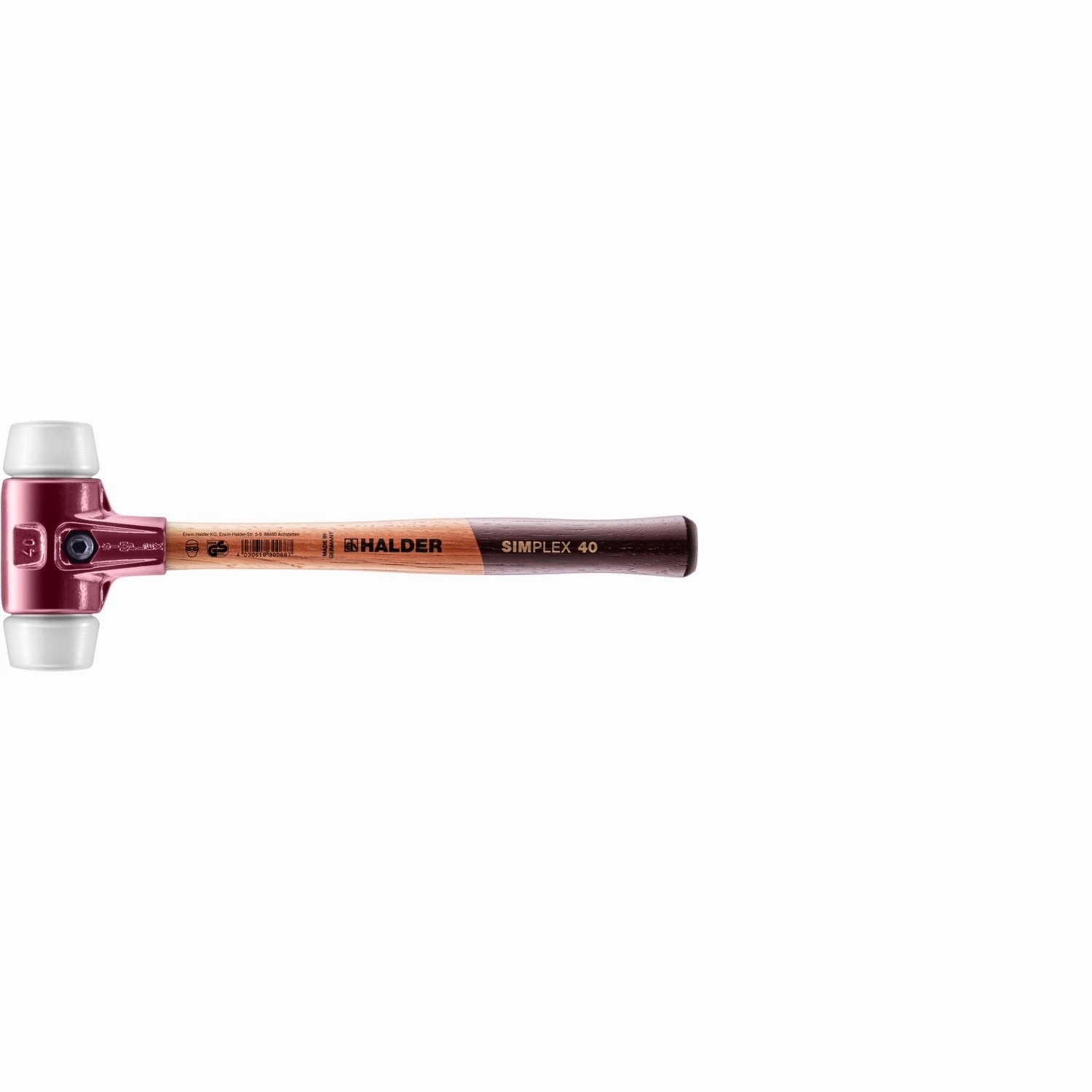Halder 3007.040 Simplex Mallet with Superplastic Inserts Cast Iron Housing and Wood Handle