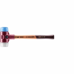 Halder 3017.050 Simplex Mallet with Soft Blue Rubber (non-marring) and Superplastic Inserts  / Cast Iron Housing and Wood Handle