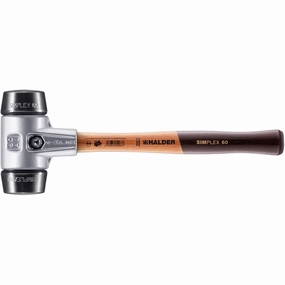 Halder 3102.060 Simplex Mallet with Black Rubber Inserts Lightweight Aluminum Housing and Wood Handle