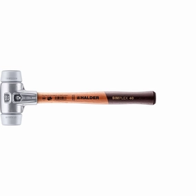 Halder 3103.040 Simplex Mallet with Grey Rubber Inserts, Lightweight Aluminum Housing and Wood Handle