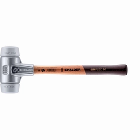 Halder 3103.050 Simplex Mallet with Grey Rubber Inserts, Lightweight Aluminum Housing and Wood Handle
