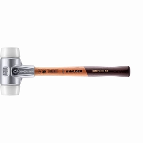 Halder 3107.050 Simplex Mallet with Superplastic Inserts Lightweight Aluminum Housing and Wood Handle