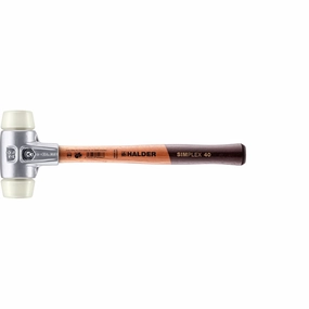Halder 3108.040 Simplex Mallet with Nylon Inserts Lightweight Aluminum Housing and Wood Handle