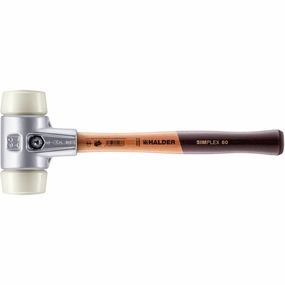 Halder 3108.060 Simplex Mallet with Nylon Inserts Lightweight Aluminum Housing and Wood Handle
