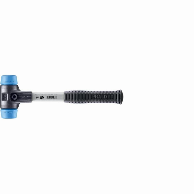 Halder 3701.040 Simplex Mallet with Soft Blue Rubber Inserts, Non-Marring Heavy Duty Reinforced Housing and Fiberglass Handle