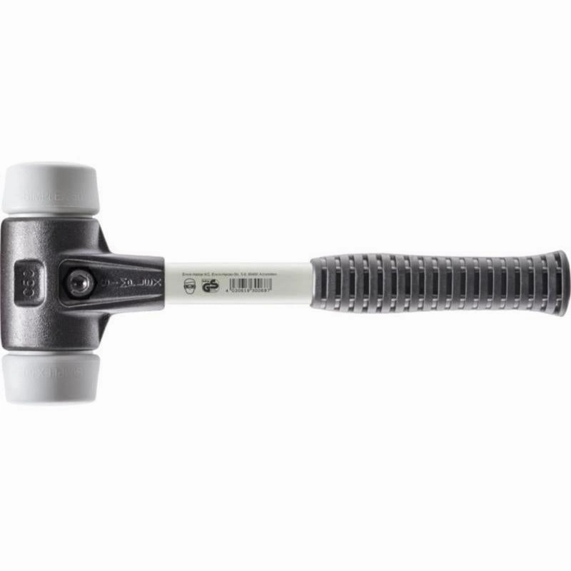 Halder 3703.050 Simplex Mallet with Grey Rubber Inserts, Non-Marring / Heavy Duty Reinforced Housing and Fiberglass Handle