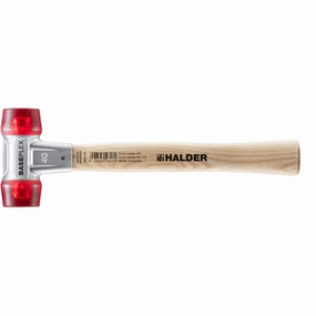 Halder 3906.040 Baseplex Mallet with Red Plastic Face Inserts Zinc Die Cast Housing and Wood Handle