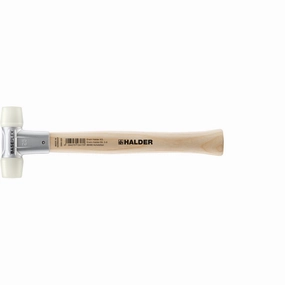 Halder 3908.025 Baseplex Mallet with Nylon Face Inserts Zinc Die Cast Housing and Wood Handle