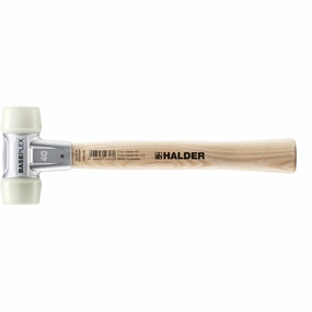 Halder 3908.040 Baseplex Mallet with Nylon Face Inserts Zinc Die Cast Housing and Wood Handle