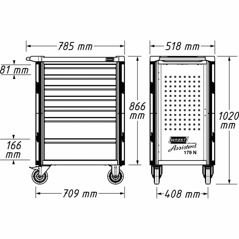 Hazet 179NXL-8/317 Tool Trolley Assistent, 317 Tools
