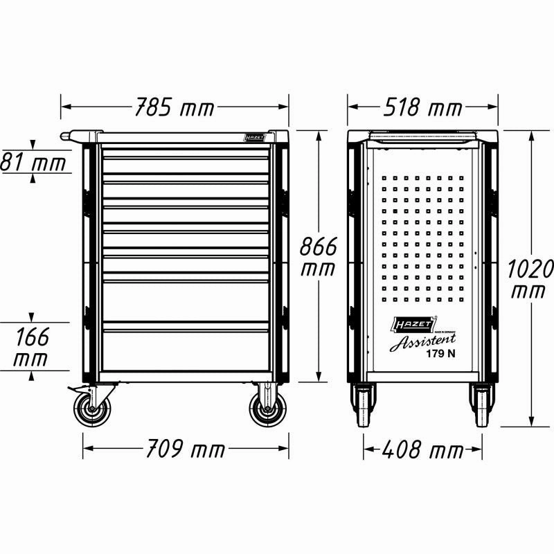 Hazet 179NXL-8-VW/243 Tool Trolley Assistent, 243 Tools