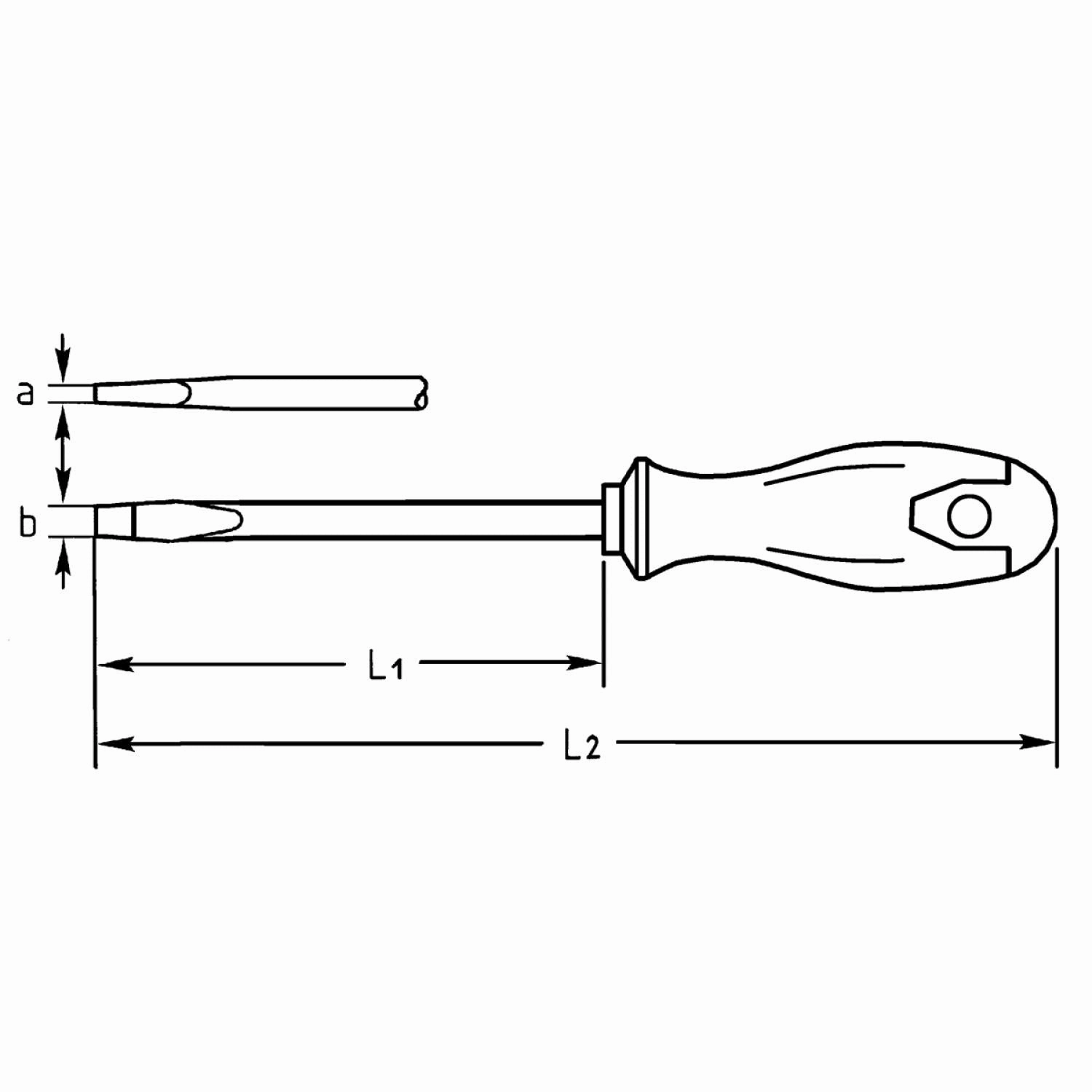 Heyco 04537020080 Slotted Engineers' Screwdriver with 2K Handle, 12mm with Hexagon Blade and Bolster