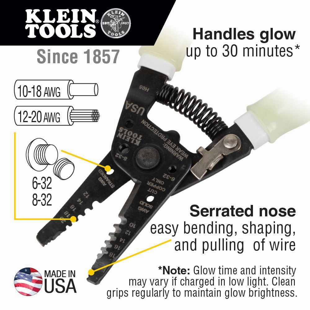 Klein Tools 11055GLW High-Visibility Klein-Kurve Wire Stripper / Cutter