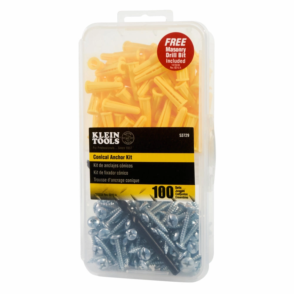 Klein Tools 53729 Conical Anchor Kit, 100 Anchors Kit
