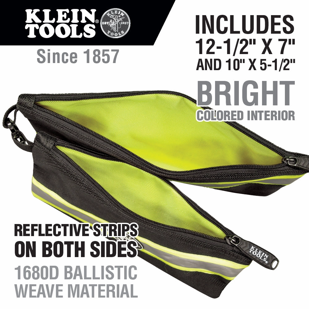 Klein Tools 55599 High Visibility Zipper Bags, 2-Pack
