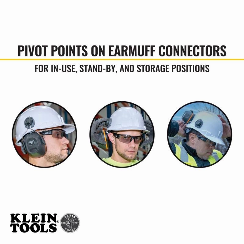 Klein Tools 60532 Hard Hat Earmuffs for Cap Style and Safety Helmets