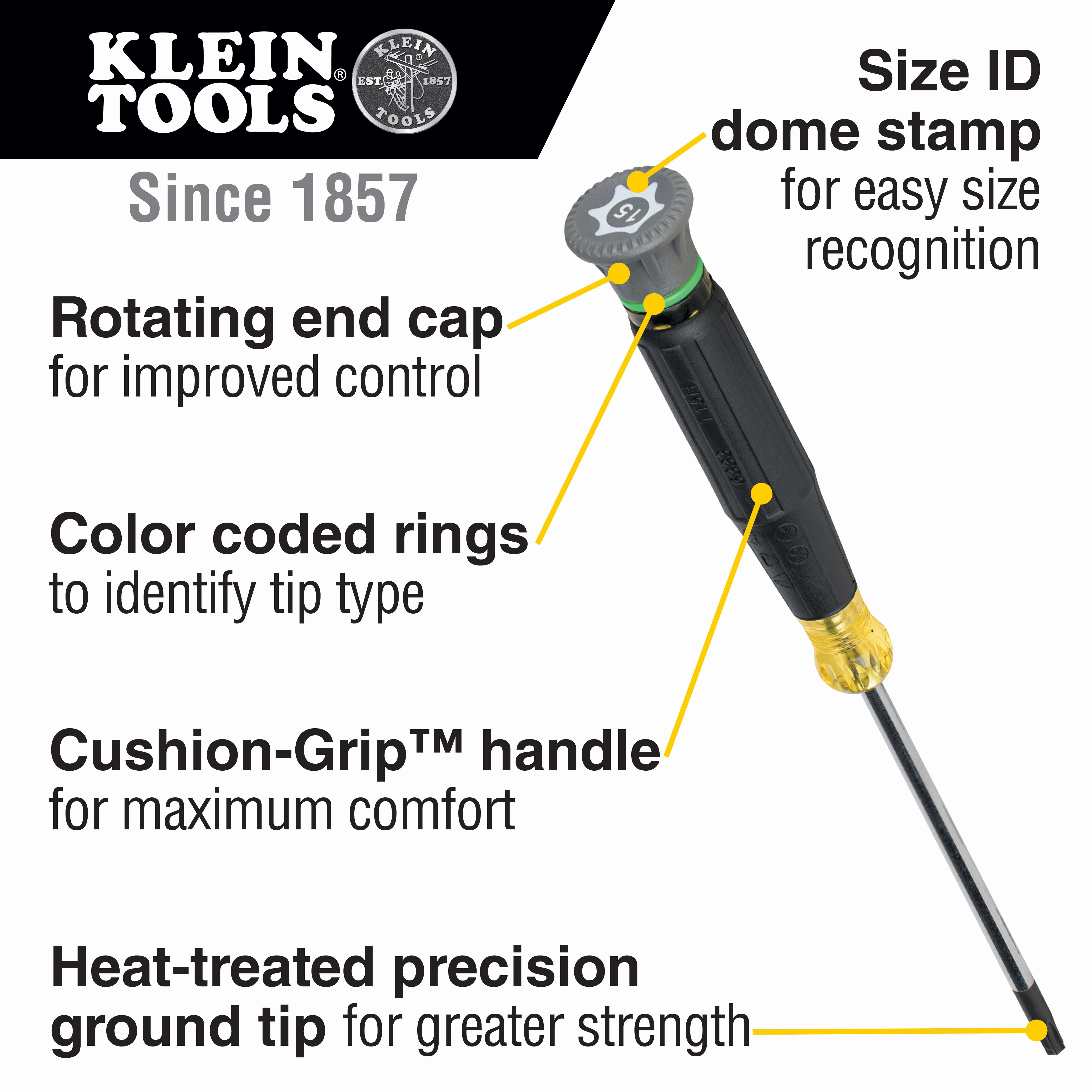 Klein Tools 6303 Precision Screwdriver, T6H TORX, 3" Shank