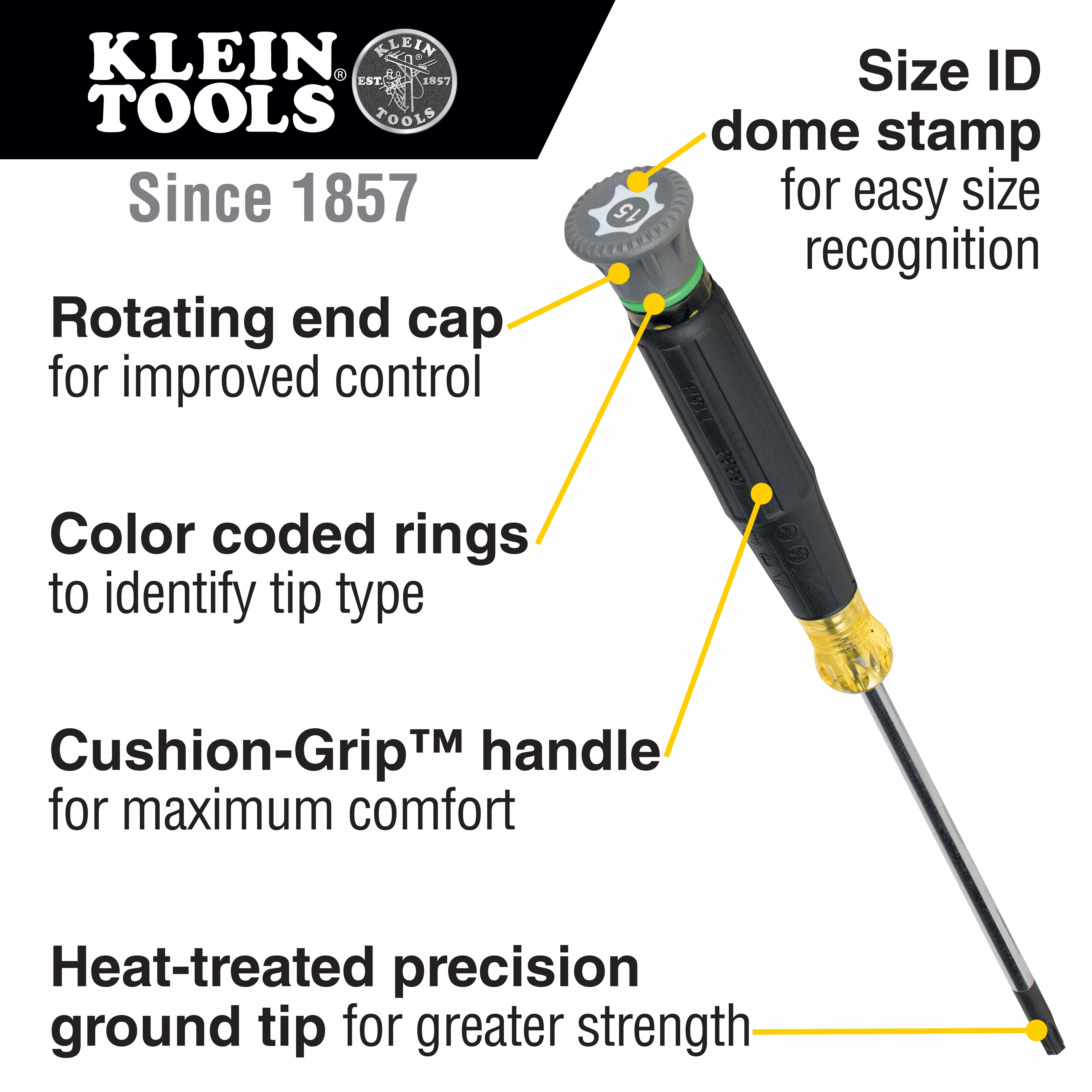 Klein Tools 6313 Precision Screwdriver, T8H TORX, 3" Shank