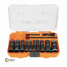 Klein Tools 65239 Flip Impact Socket Set, SAE and Metric, 13 Pc.
