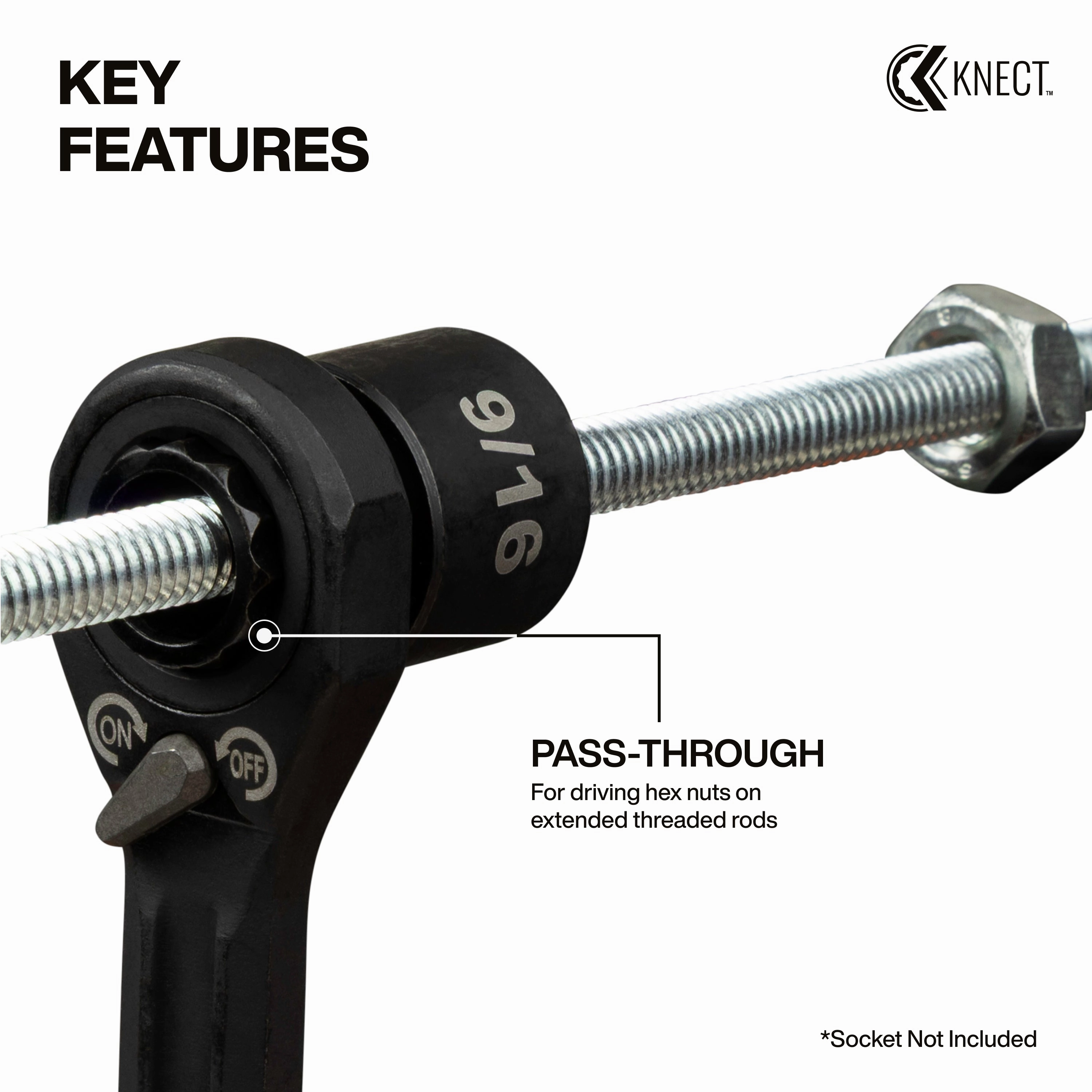 Klein Tools 65301ADP KNECT (S) Pass Through Ratchet and 1/4" Drive Socket Adapter Set