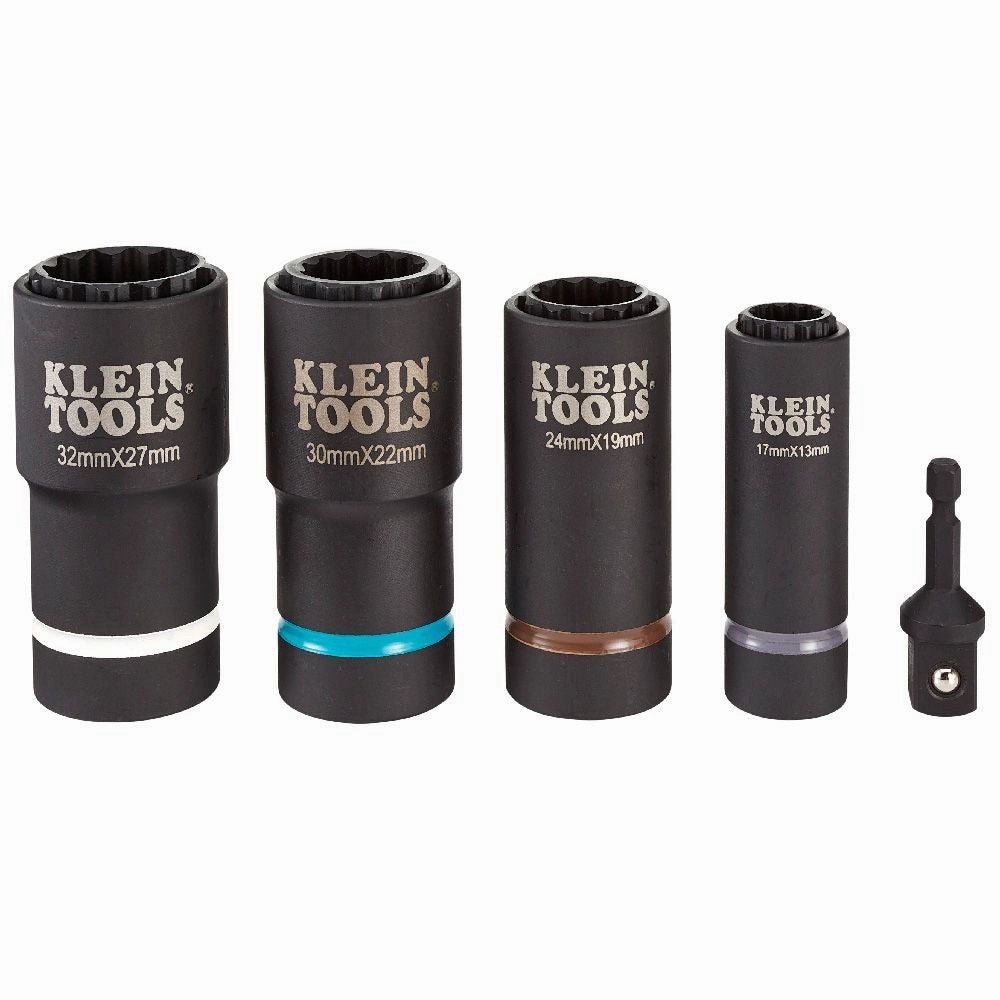 Klein Tools 66050E 2-in-1 Metric Impact Socket Set, 12-Point, 5-Piece
