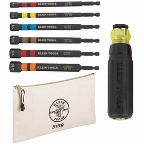 Klein Tools 80182 6-in-1 Nut Driver Set with Zipper Bag