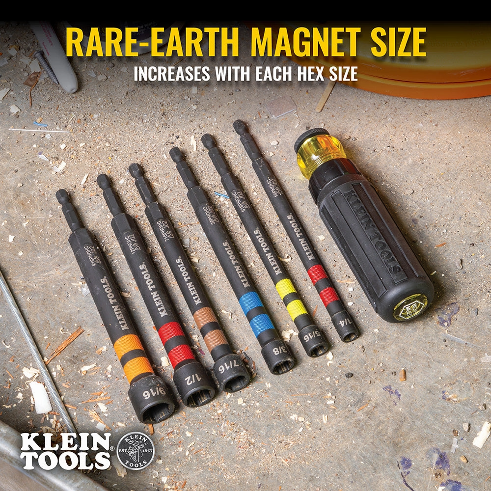 Klein Tools 80182 6-in-1 Nut Driver Set with Zipper Bag