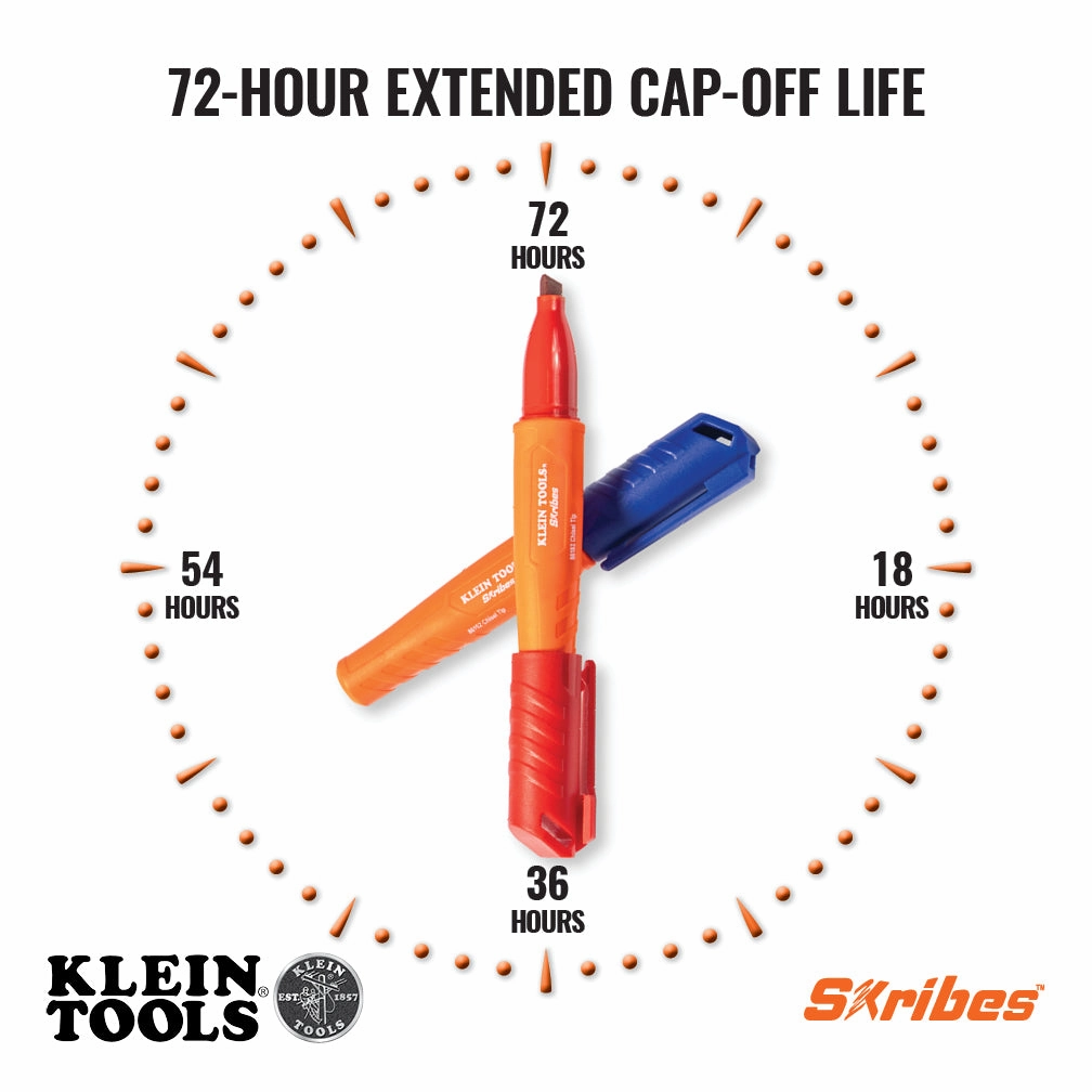 Klein Tools 861923 Skribes Chisel Tip Permanent Markers, Multi-Color, 3-Pack
