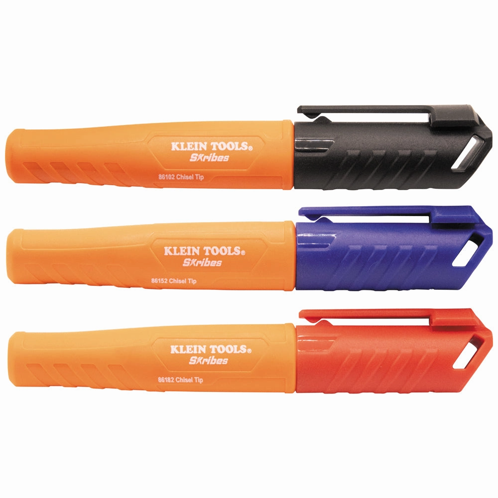 Klein Tools 861923 Skribes Chisel Tip Permanent Markers, Multi-Color, 3-Pack