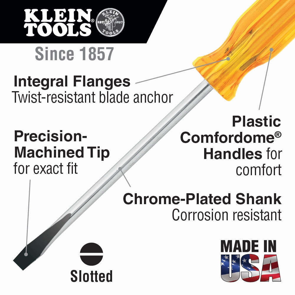 Klein Tools BD308 Keystone Screwdriver, 5/16", 8" Shank