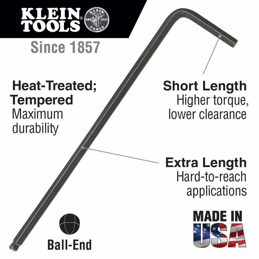 Klein Tools BLM15 Ball-End Hex L-Key, 1.5 mm