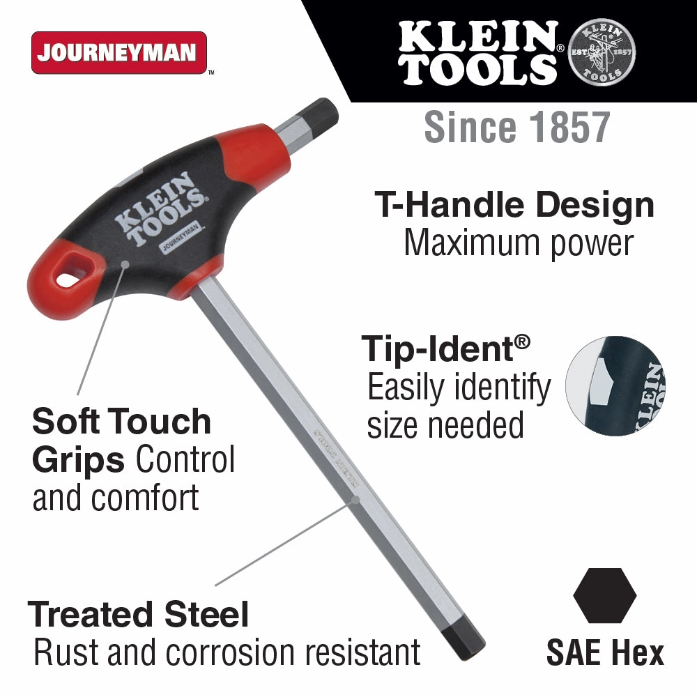 Klein Tools JTH4E15 Journeyman T-Handle Hex Key, 4" x 3/8"