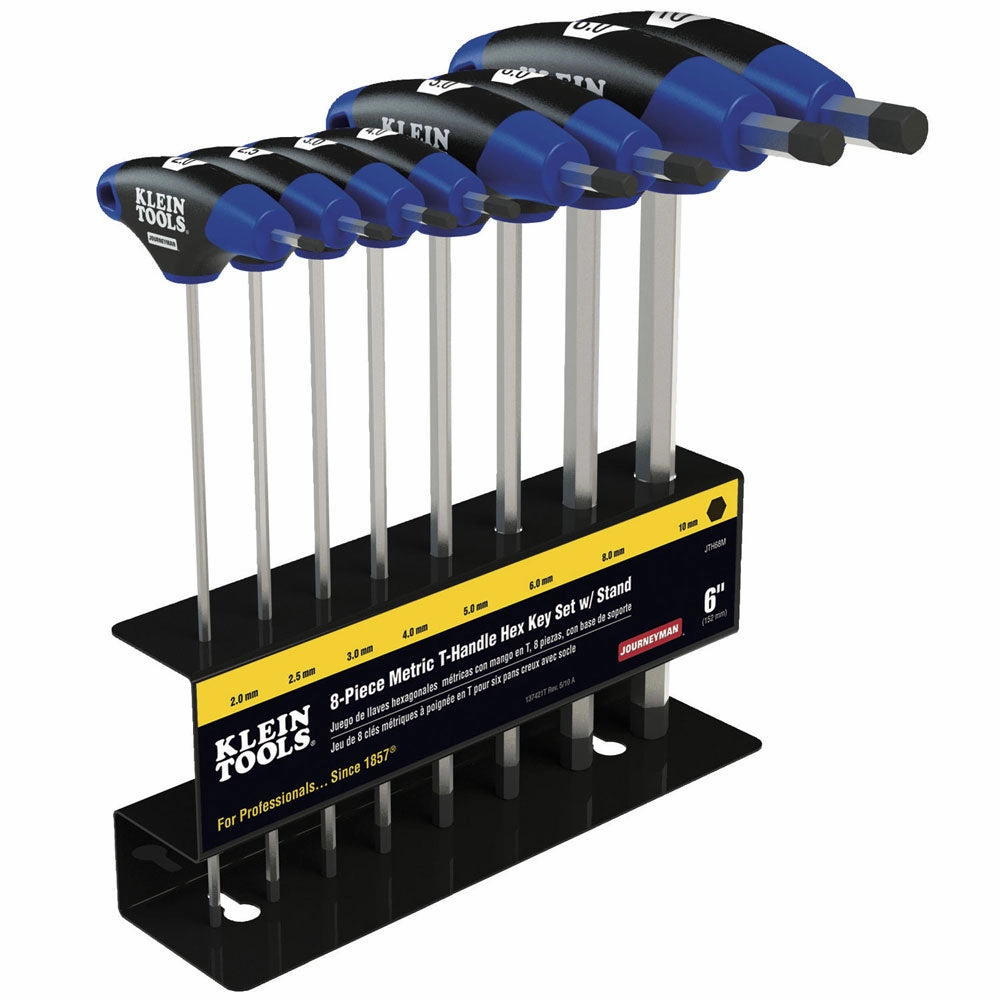 Klein Tools JTH98M Journeyman T-Handle Hex Metric Key Set, 8 Pc.